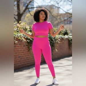 Vibrant Pink Women's Top and Leggings Set